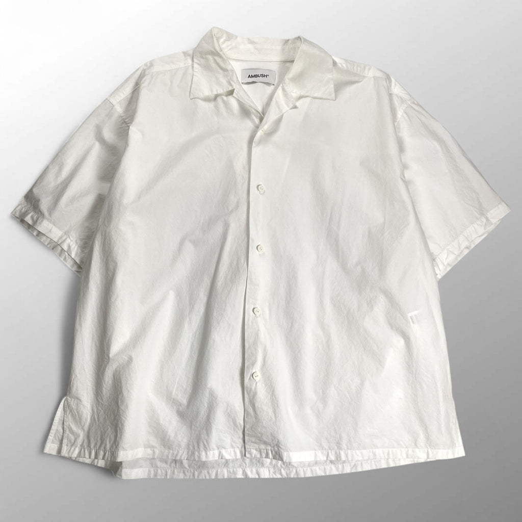 AMBUSH アンブッシュ / Back Logo Over Shirt ロゴ 半袖 シャツ ホワイト×ブラック SIZE：48(L程度)