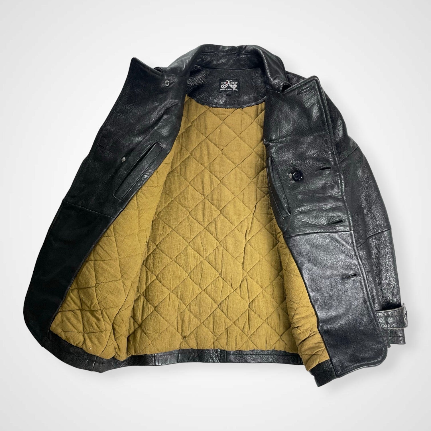 Dress hippy ドレスヒッピー / Leather Pea Coat ダブルブレストレザージャケット 参考定価：65,000程度 SIZE:S