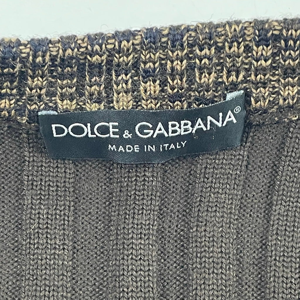 DOLCE&GABBANA / ヴァージンウール ヘンリーネックリブニット  SIZE:50