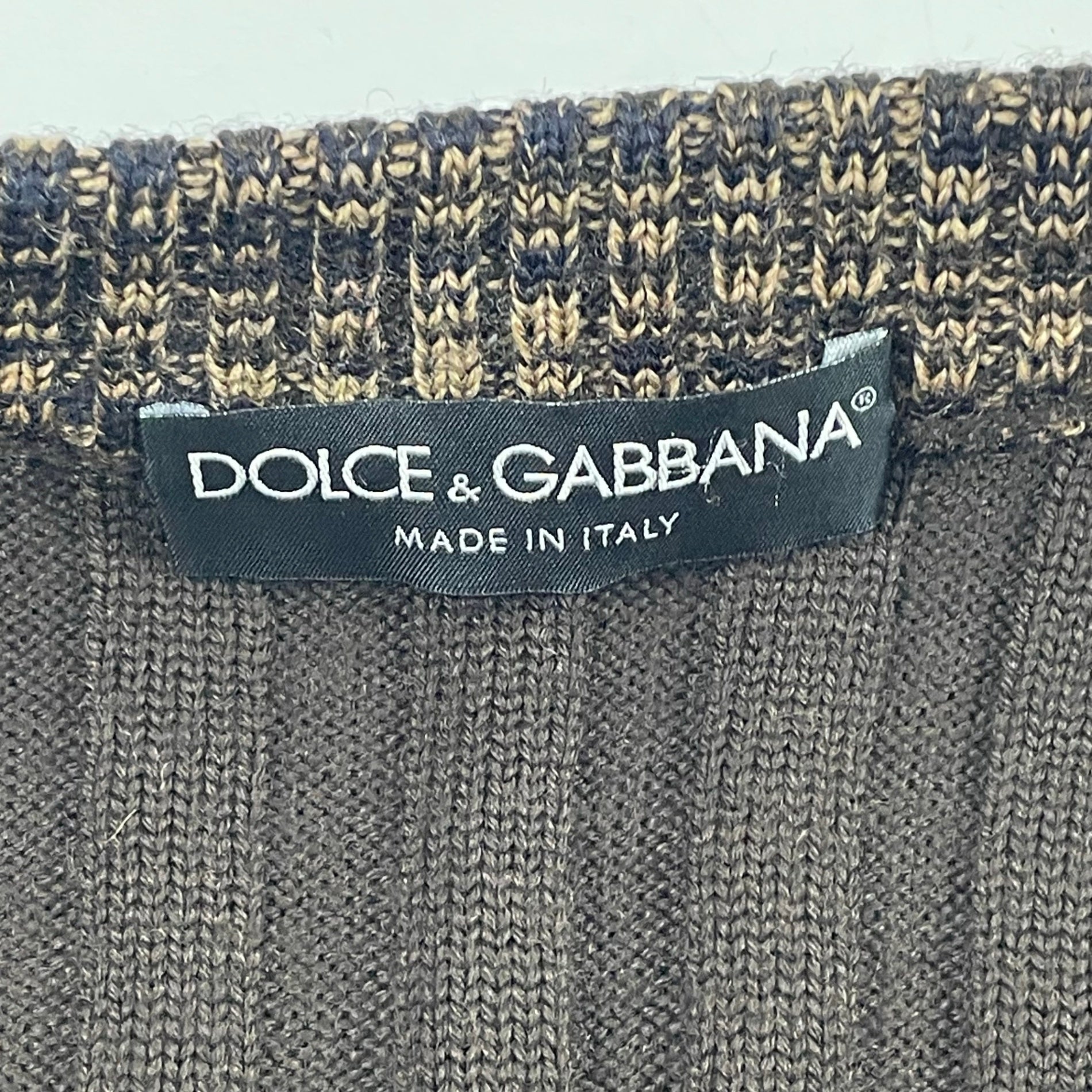 DOLCE&GABBANA / ヴァージンウール ヘンリーネックリブニット  SIZE:50