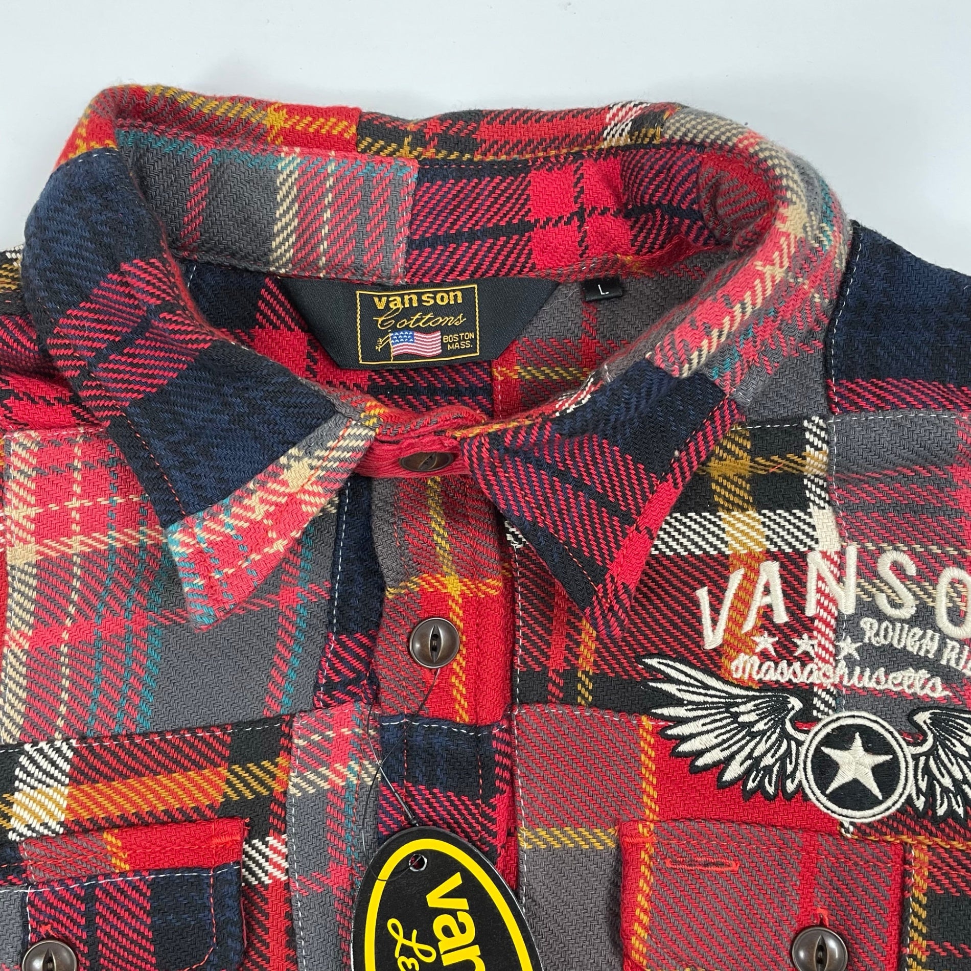 vanson / ヘビーネルチェック パッチワークシャツ 未使用品 参考定価：15,800+tax SIZE:L