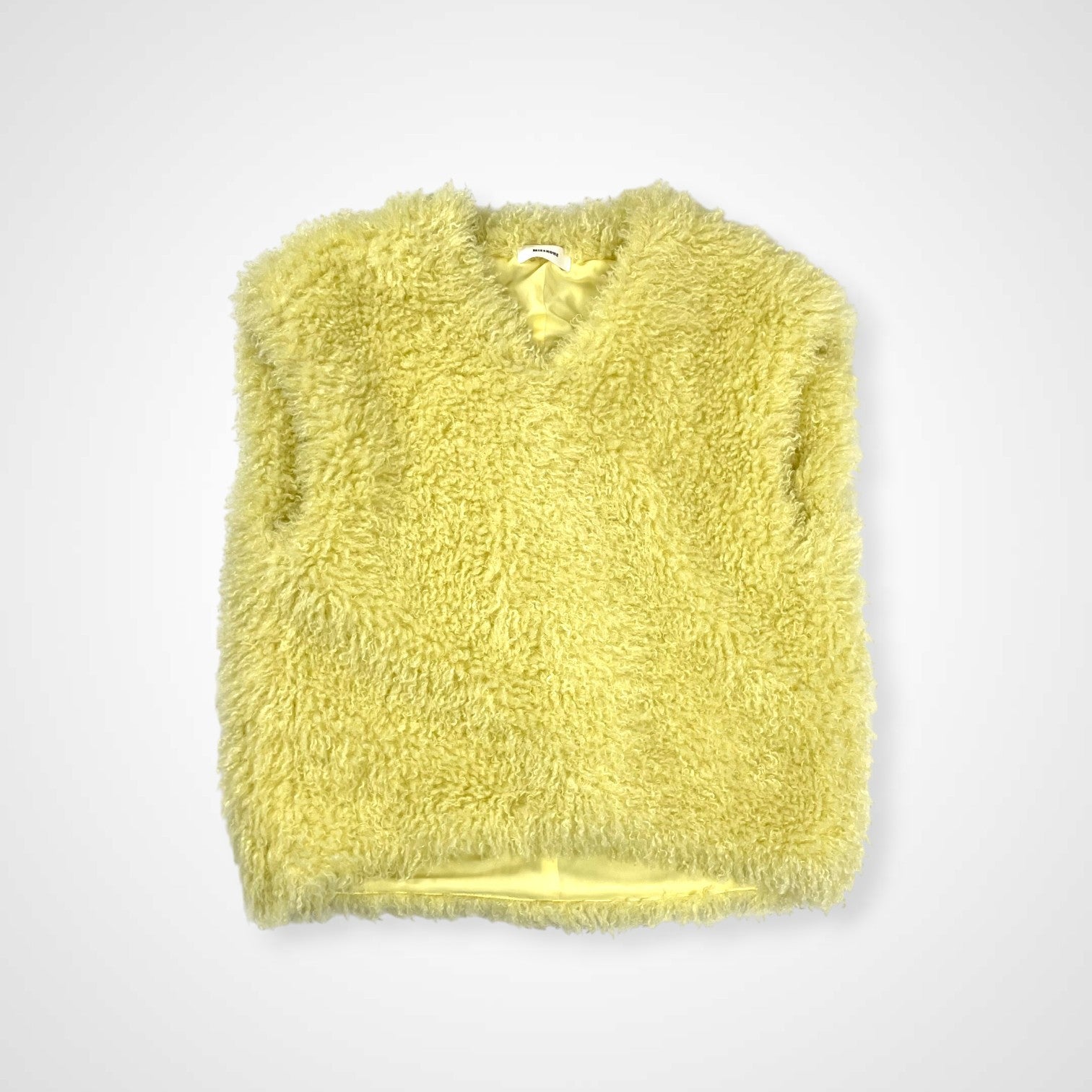 MIESROHE ミースロエ / シャギーベスト イエロー 参考定価：18,000+tax SIZE:FREE