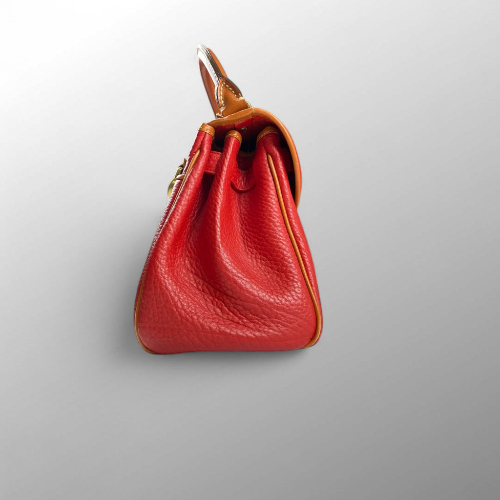 DOONEY＆BOURKE ドゥーニーアンドバーク / ワンハンドル ハンドバッグ シボ革 レザー レッド×ブラウン ユニセックス