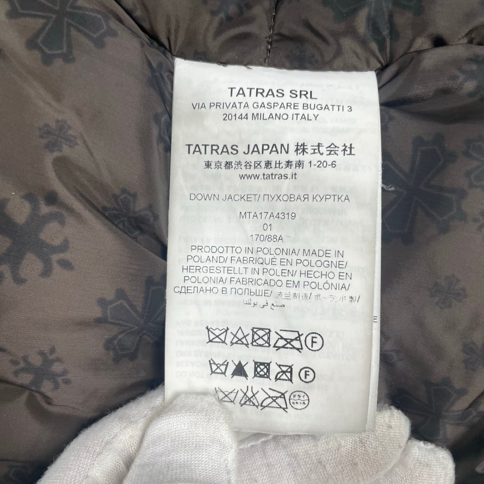 TATRAS / PETRONIOダウンジャケット 参考定価：120,000+tax SIZE:01