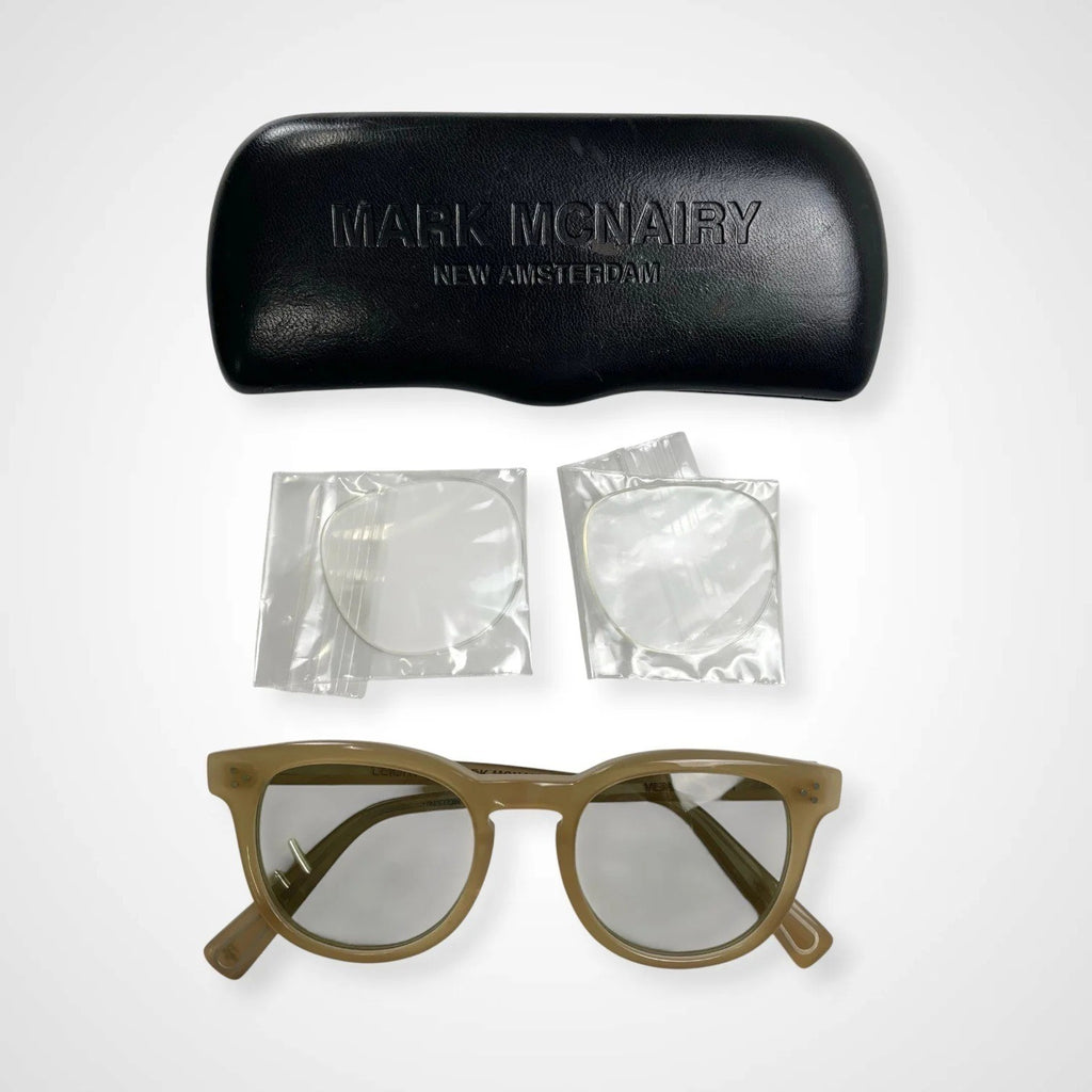 Mark McNairy x GLCO[Garrett Leight] マークマクナリ― ギャレットライト / コラボサングラス ベージュ×ライトグリーン 度なしカラーレンズ入り SIZE:46□23