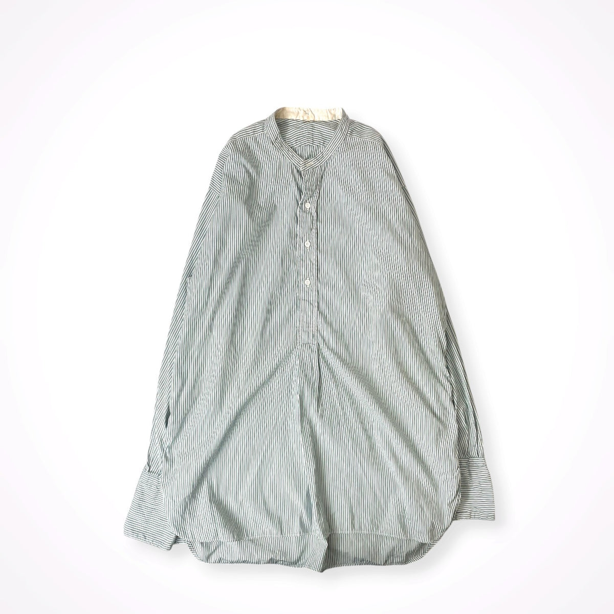 EURO VINTAGE / 40sフレンチドレスグランパシャツ マチ付 SIZE:16 1/2(L程度)