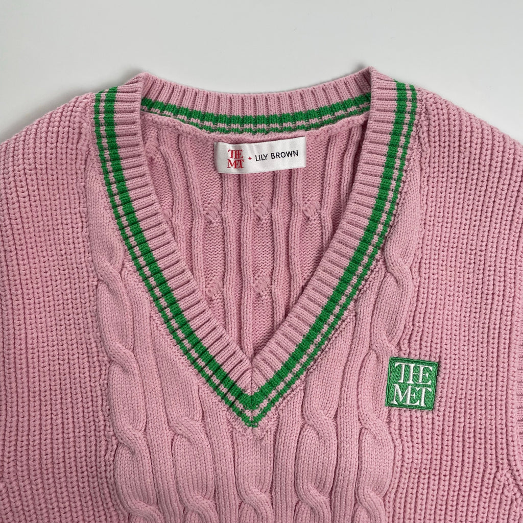 THE MET × LILY BROWN メトロポリタン美術館 リリーブラウン / コラボチルデンベスト  ピンク×グリーン 未使用品 参考定価：10,800+tax SIZE:FREE
