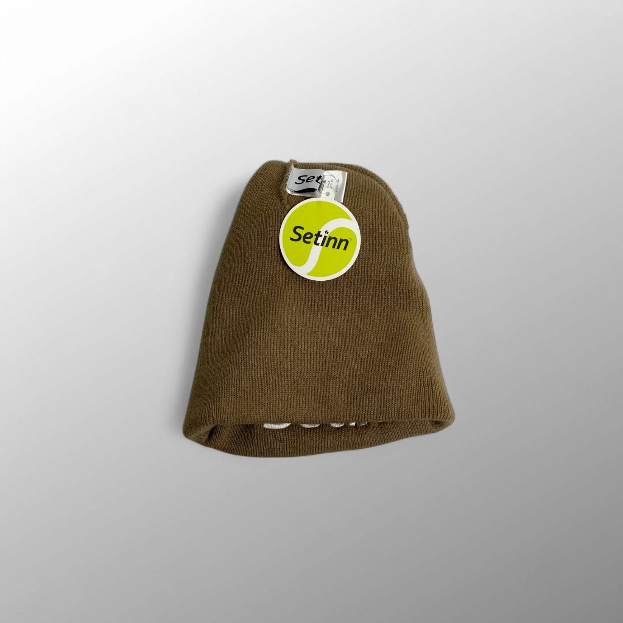 【タグ付】 Setinn × APPLE BUTTER STORE (ABS) / コラボ 刺繍ロゴ ニット帽 ビーニー ブラウン SIZE:FREE