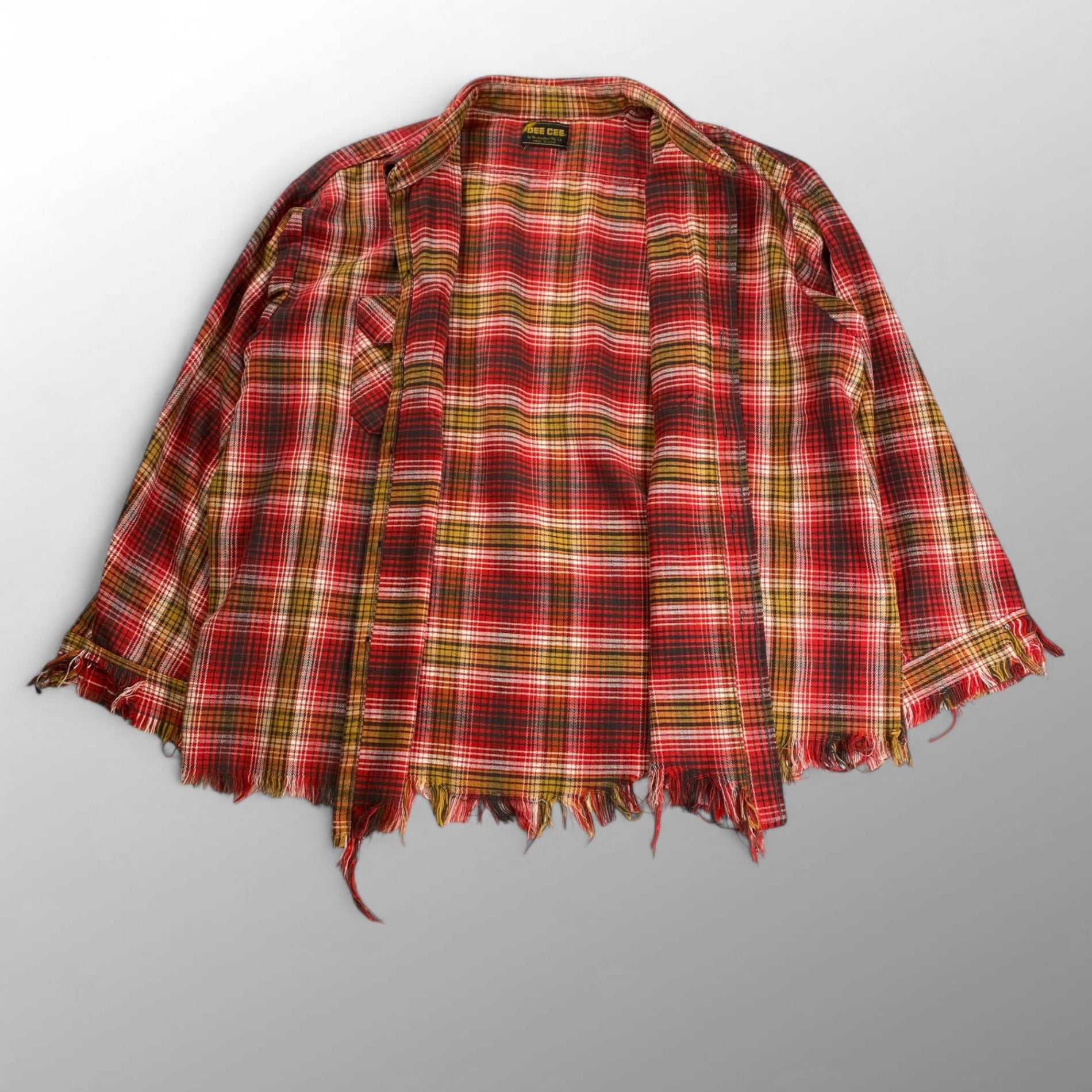 70s VINTAGE WASHINGTON DEE CEE ワシントンディーシー / ヴィンテージフリンジチェックシャツ USA製 SIZE:L程度