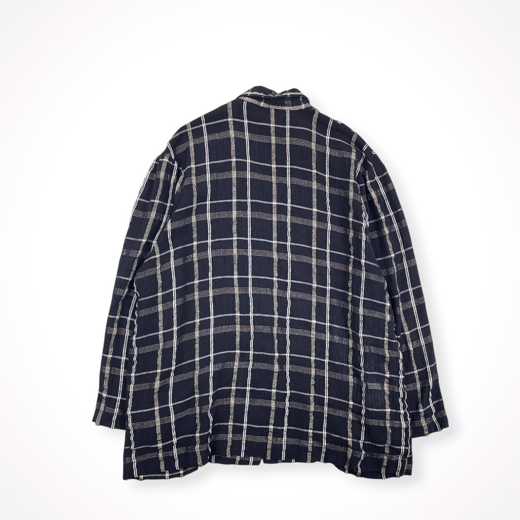 EURO VINTAGE / リンクルチェックジャケット ネイビー SIZE:S