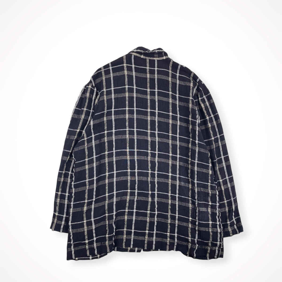 EURO VINTAGE / リンクルチェックジャケット ネイビー SIZE:S