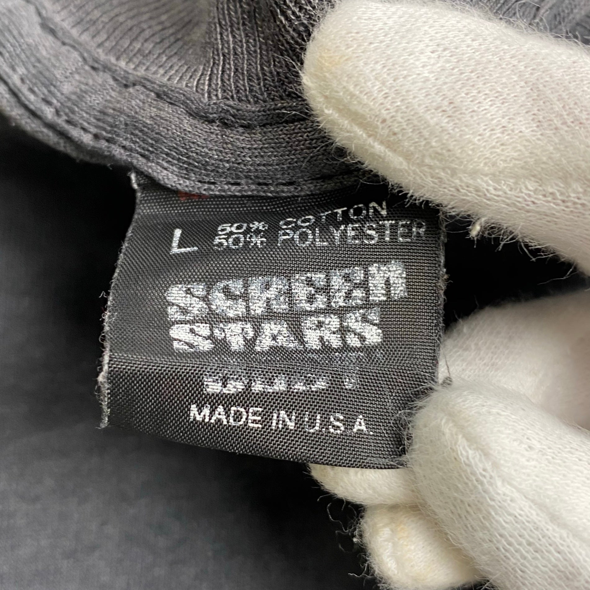 90s SCREEN STARS スクリーンスターズ / Harris TEE ヴィンテージTシャツ フェード ブラック 襤褸 USA製 SIZE：L