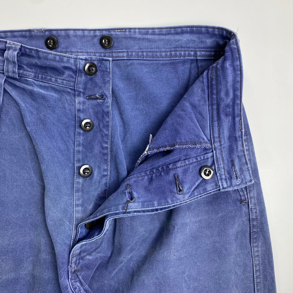 60s FRENCH VINTAGE / 1タック レイルマンパンツ 片ポケ フェード ツールポケット SIZE:W80cm