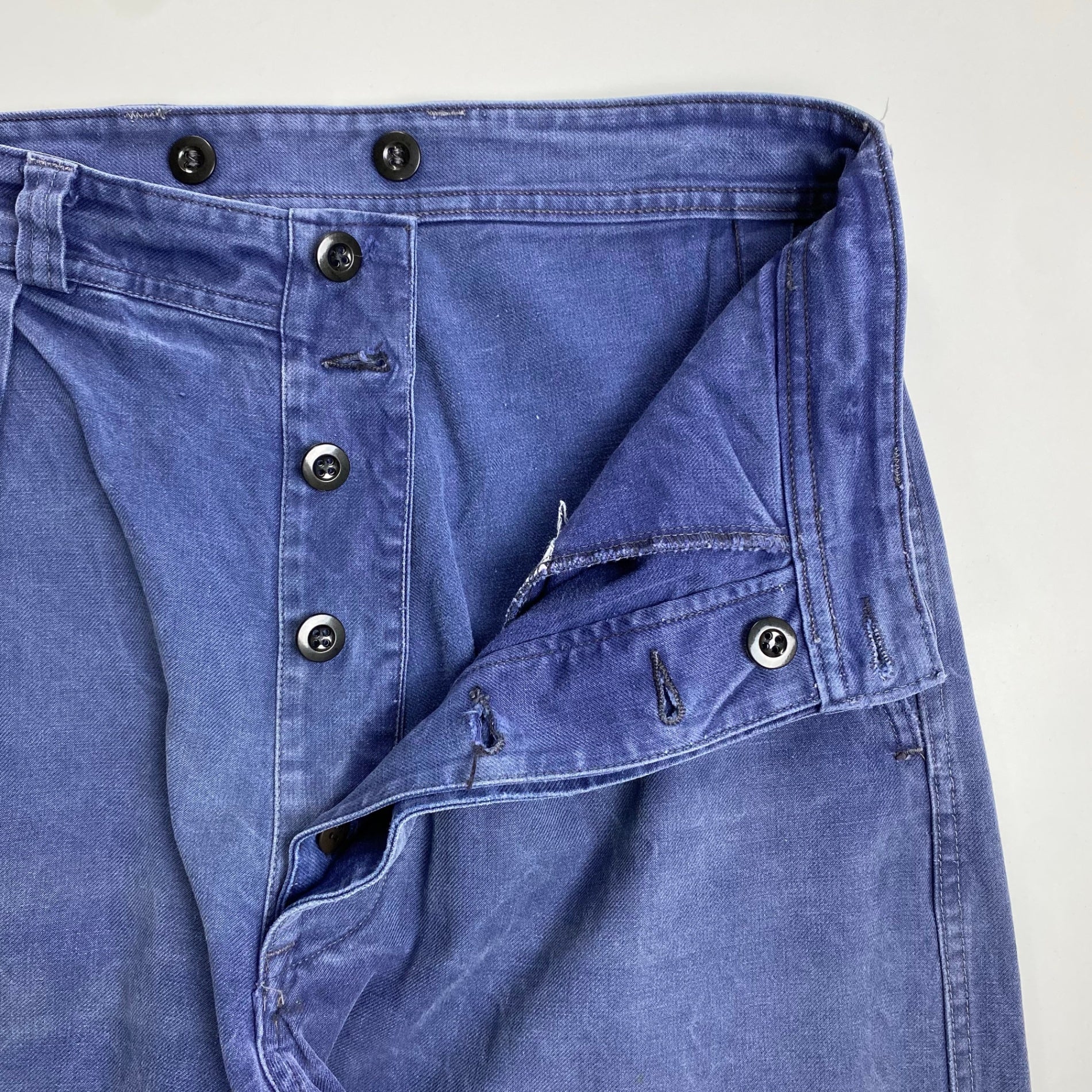 60s FRENCH VINTAGE / 1タック レイルマンパンツ 片ポケ フェード ツールポケット SIZE:W80cm