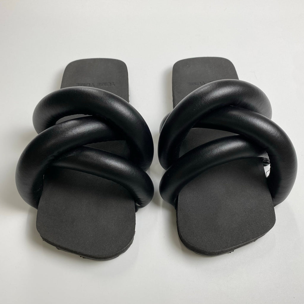 【箱・布袋付】 YUME YUME ユメユメ / TYRE SLIDE パイプサンダル ブラック 参考定価：21,000+tax SIZE:EU37(22.5-23cm程度)