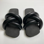 【箱・布袋付】 YUME YUME ユメユメ / TYRE SLIDE パイプサンダル ブラック 参考定価：21,000+tax SIZE:EU37(22.5-23cm程度)