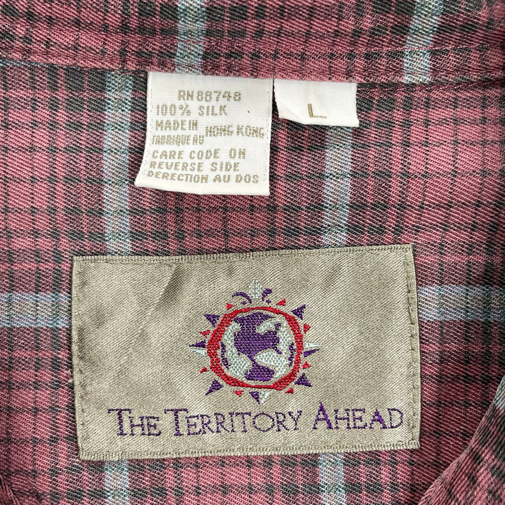 VINTAGE ヴィンテージ / シルク100％ チェックシャツ THE TERRITORY AHEAD USAブランド SIZE:L