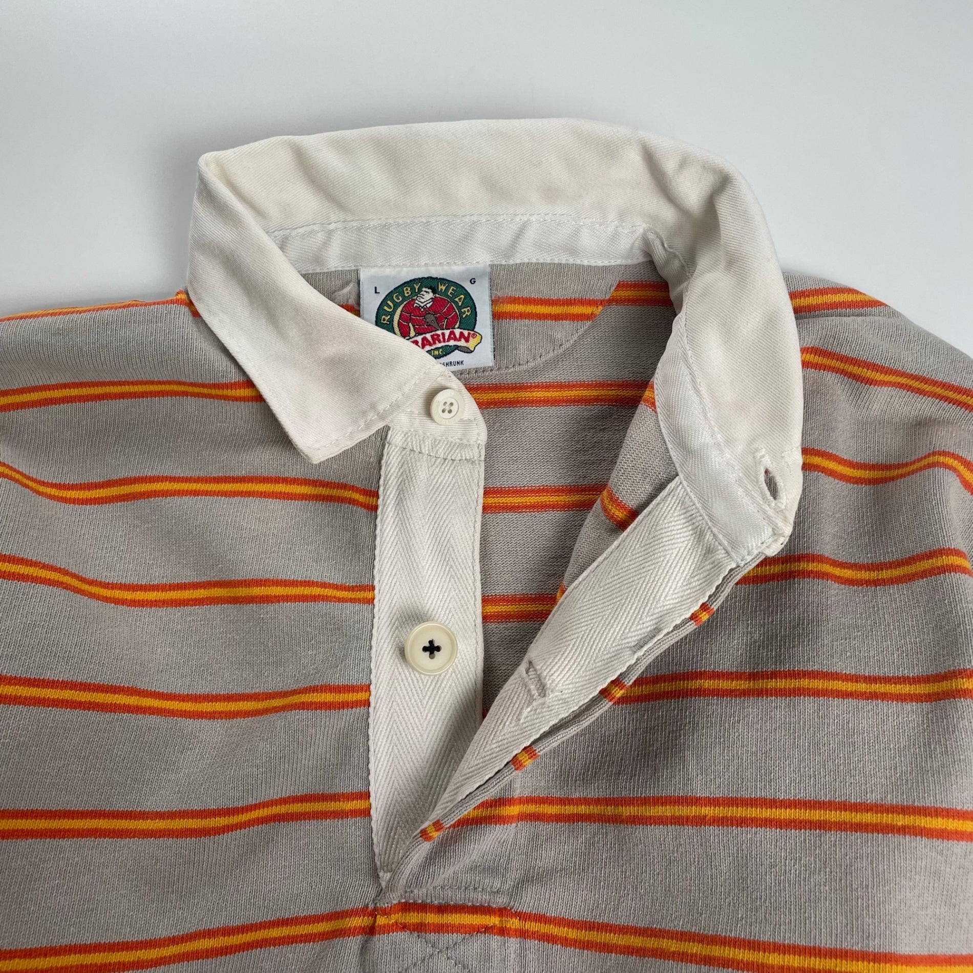 奥田民生コラボ BARBARIAN バーバリアン / ボーダーラガーシャツ 刺繍MIX MADE IN CANADA SIZE:L