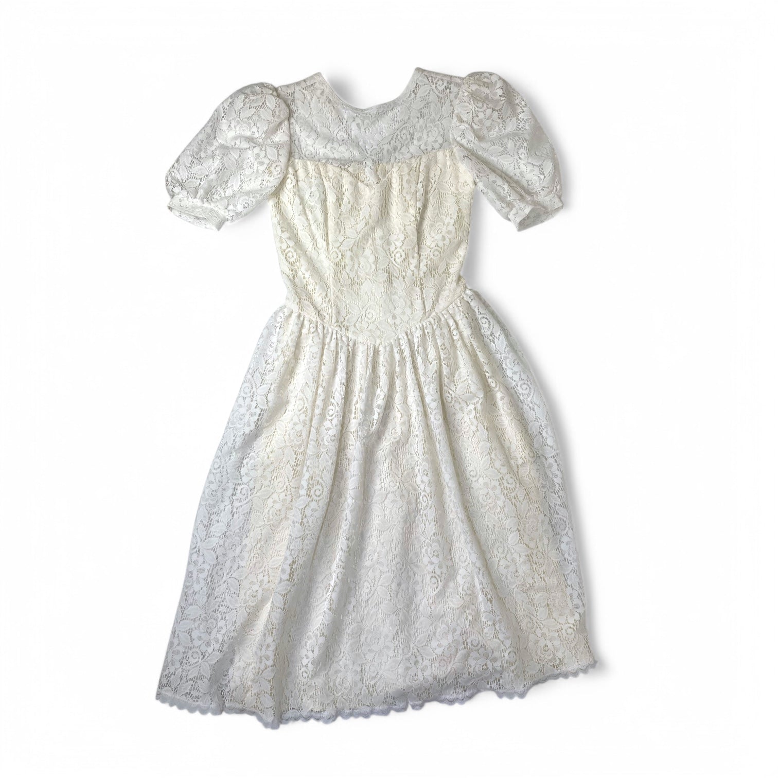 GUNNE SAX ガニーサックス オールレースホワイトドレス ワンピース 80s