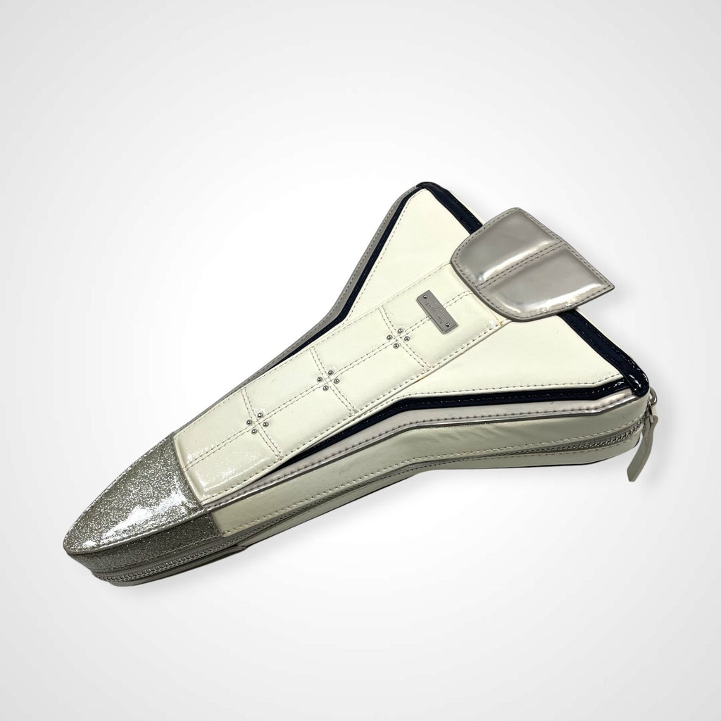 kate spade ケイトスペード / スペースシャトルクラッチバッグ ホワイト×シルバー