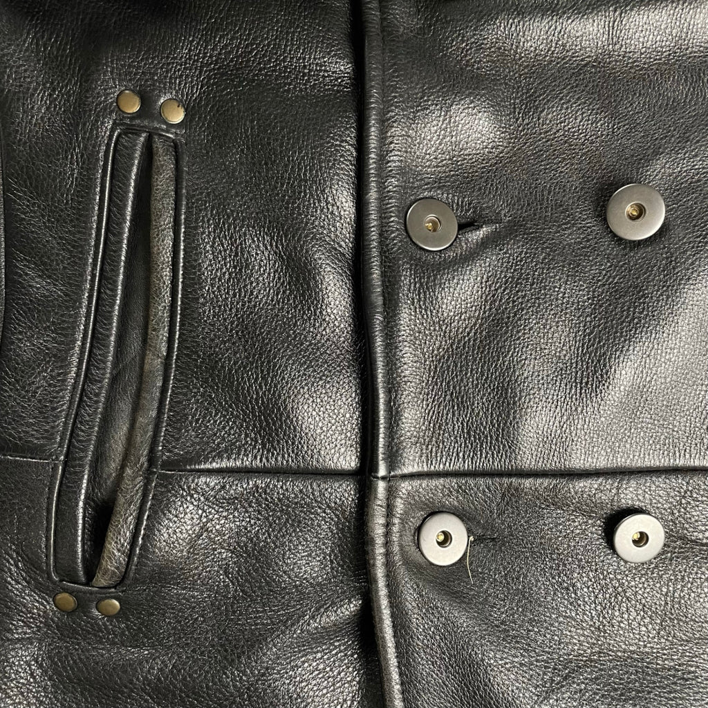 Dress hippy ドレスヒッピー / Leather Pea Coat ダブルブレストレザージャケット 参考定価：65,000程度 SIZE:S