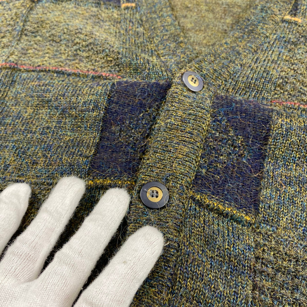 【VINTAGE】 CHAIRMAN チェアマン / フランス製生地 ブロックチェックヴィンテージカーディガン SIZE:XL