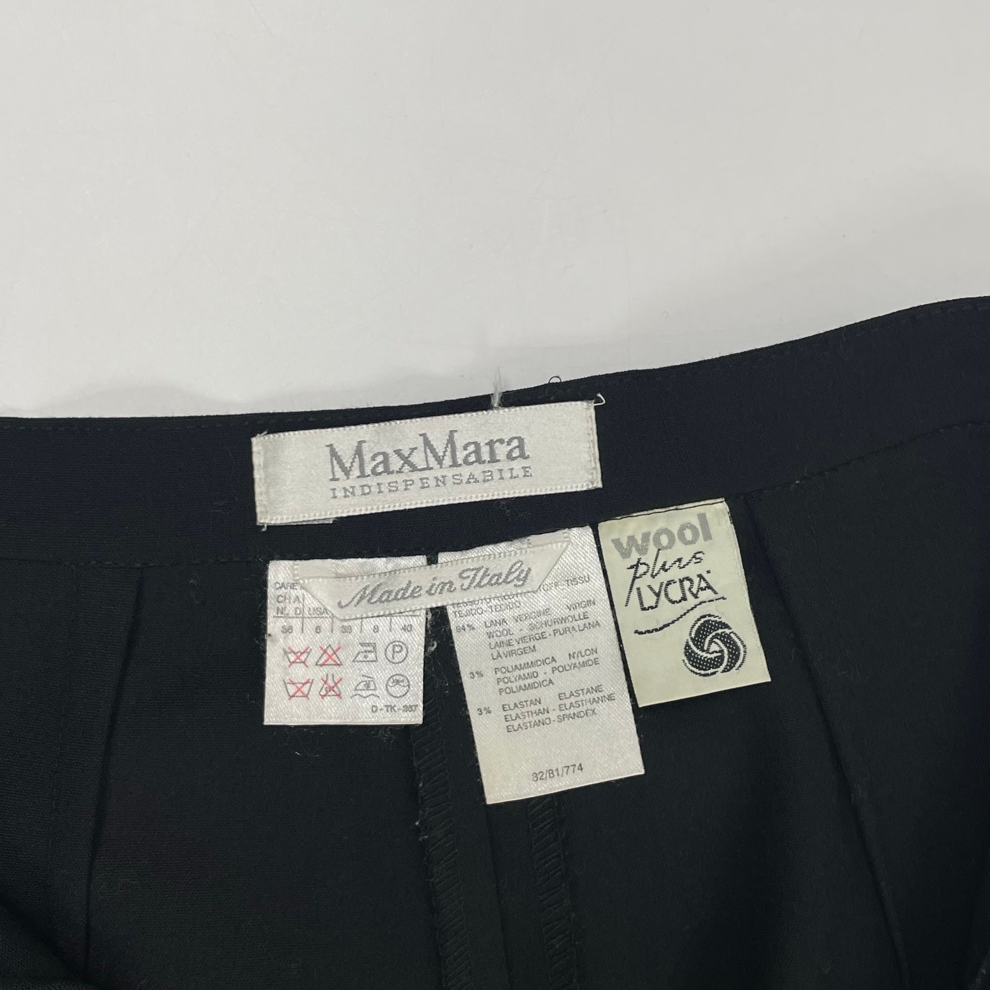 MaxMara INDISPENSABLE / アーカイブ Lycraストレッチストレートパンツ 白タグ SIZE：40