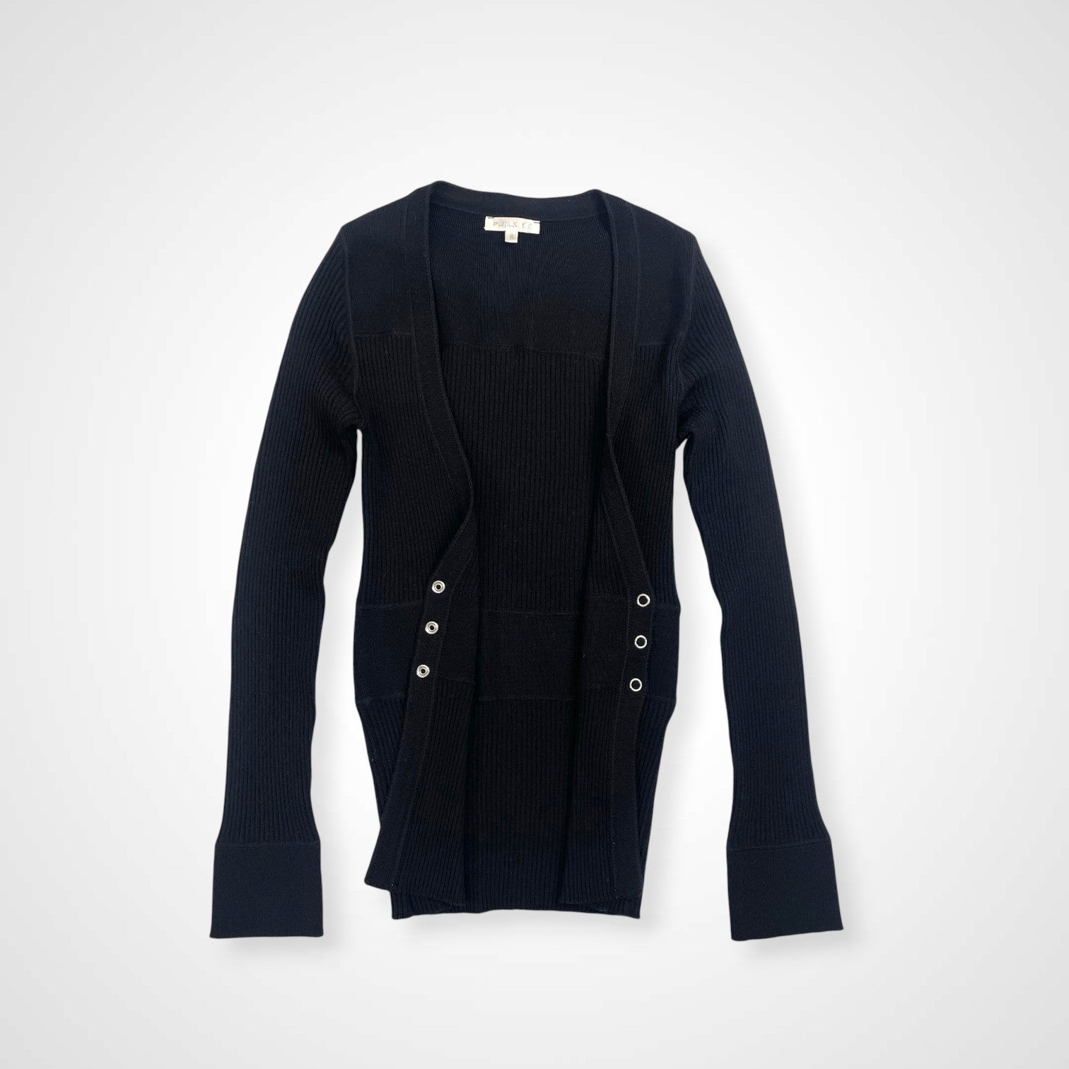 PAULE KA ポール カ / リブニットタイトカーディガン メリノウール ブラック 参考定価：50,000程度 SIZE:S