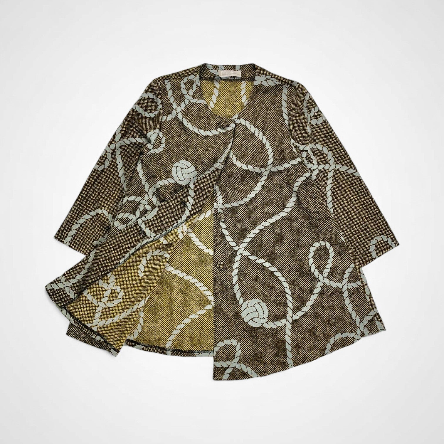 詩仙堂 Hitoshi Tamura / ロープ柄 しめ縄 ちりめん ノーカラージャケット 参考定価：30,000程度 SIZE:FREE