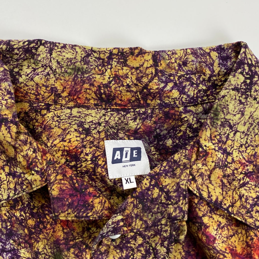 AiE エイアイイー NEPENTHES ネペンテス / ペインターシャツ Marble batik Print 総柄 ギャザー  SIZE:XL