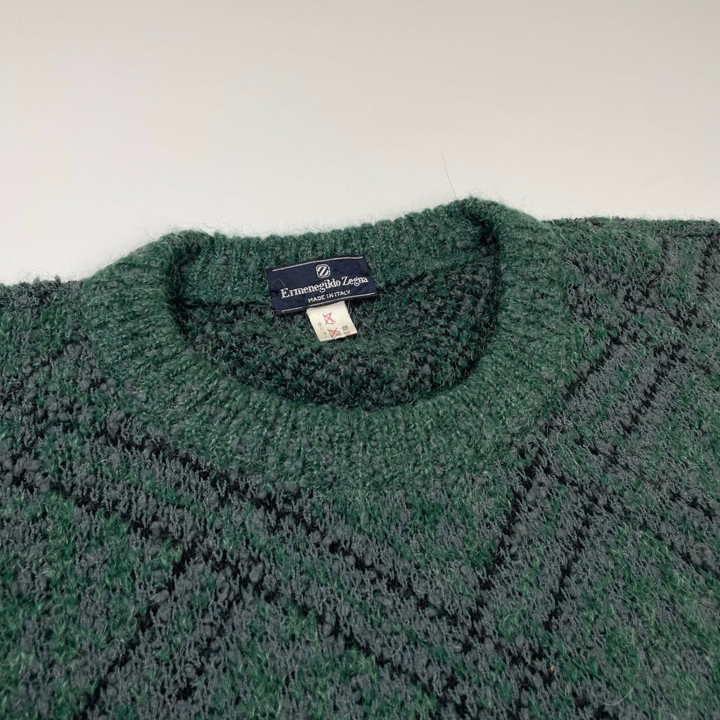 Euro Vintage ユーロヴィンテージ / ヴィンテージ モヘヤMIX アーガイルニット MADE IN ITALY SIZE：50