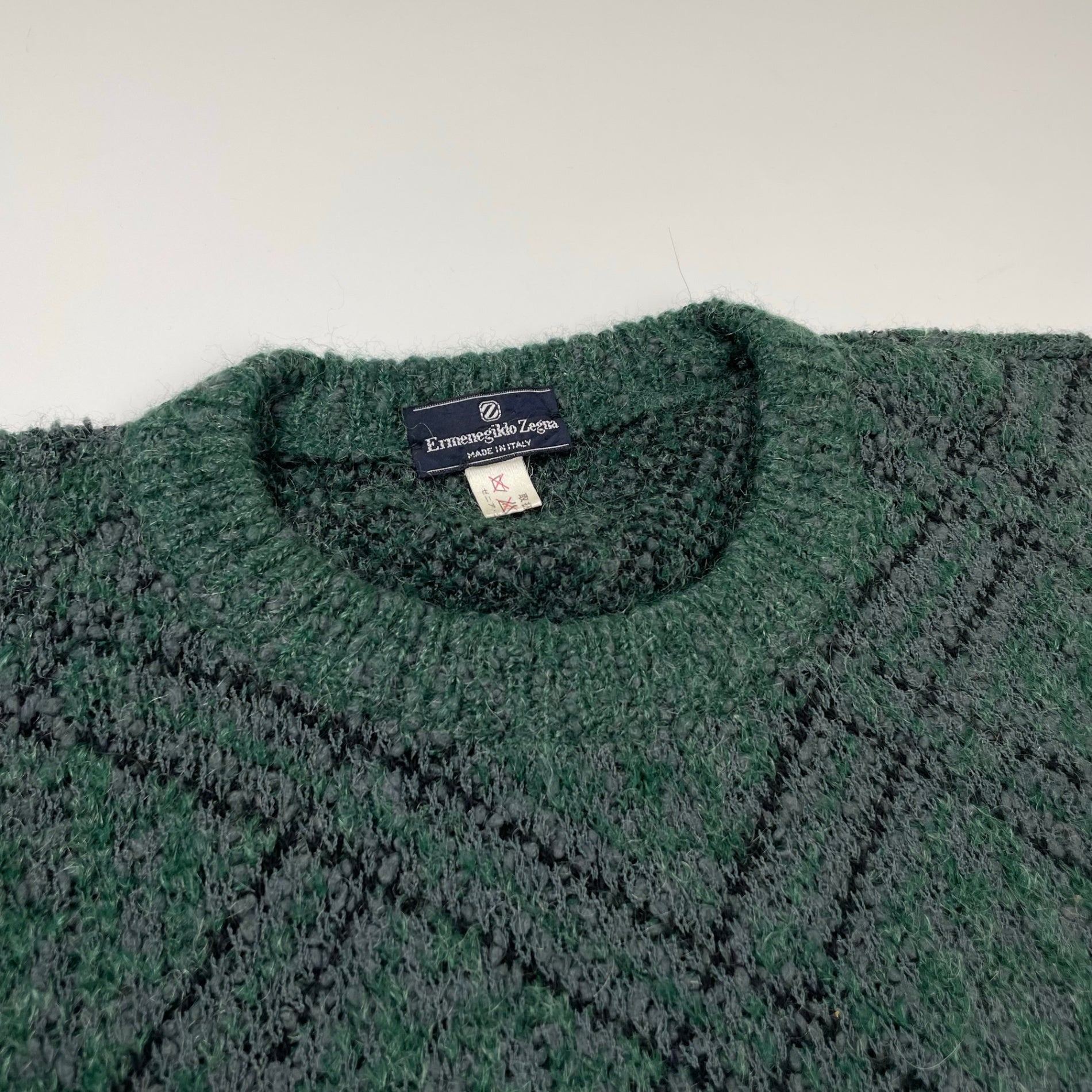 Euro Vintage ユーロヴィンテージ / ヴィンテージ モヘヤMIX アーガイルニット MADE IN ITALY SIZE：50