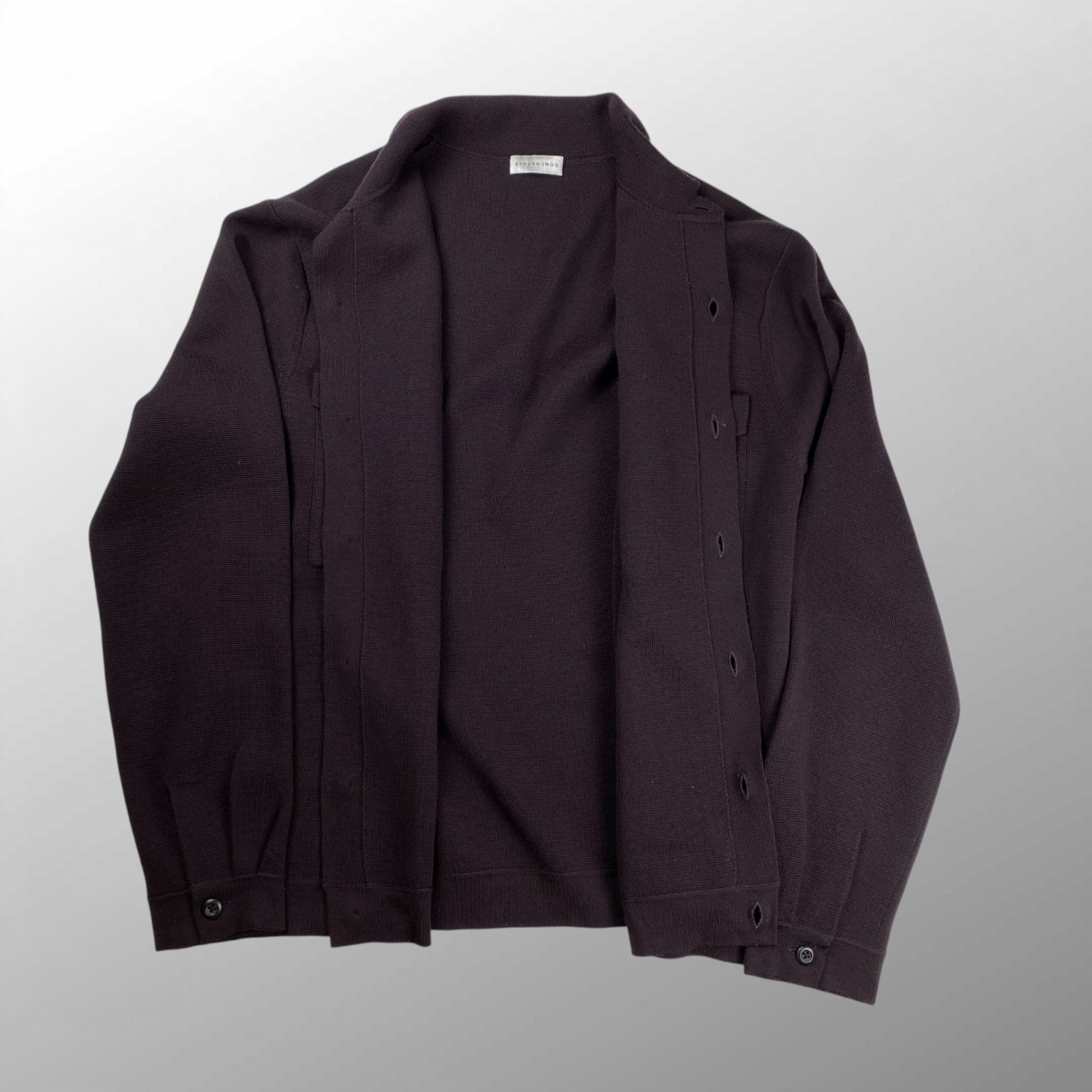 【美品】 STRASBURGO ストラスブルゴ / ニットジャケット ダークパープル ST/2218027 参考定価：50,000程度 SIZE：L