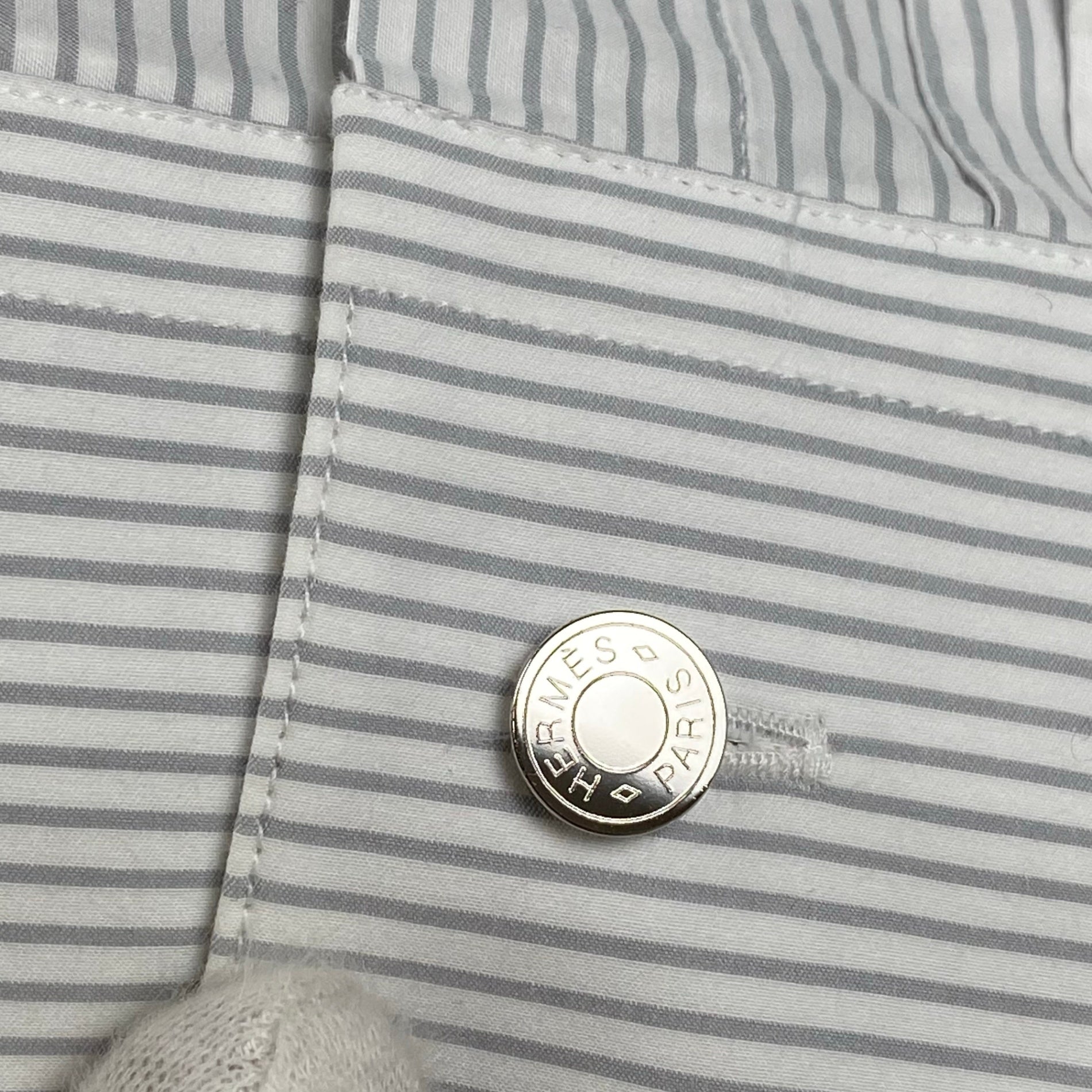 HERMES エルメス / シェーヌダンクル柄 ストライプ シャツ セリエボタン SIZE:40（L程度）