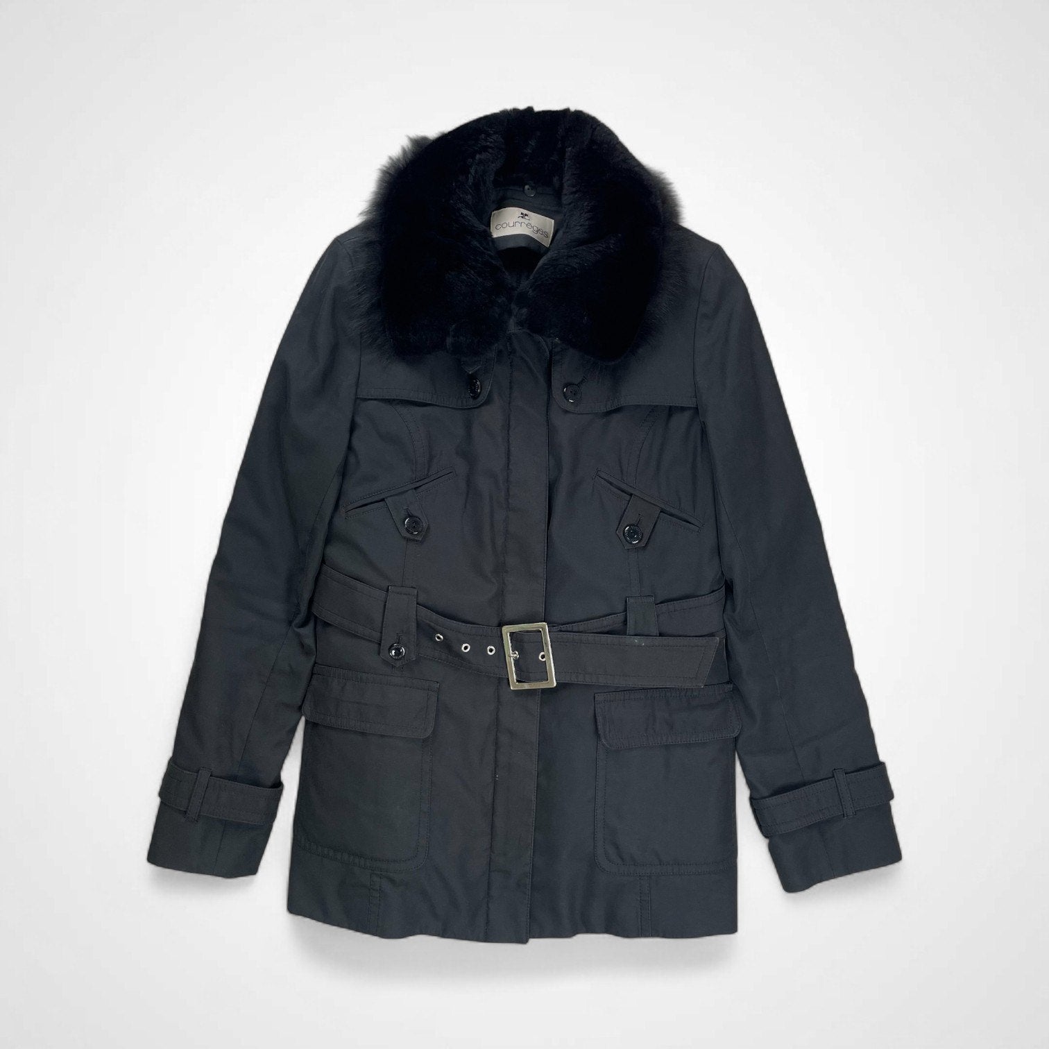 courreges クレージュ / ライナー付 リアルファー ジャケット ブラック 参考定価：60,000程度 SIZE:11