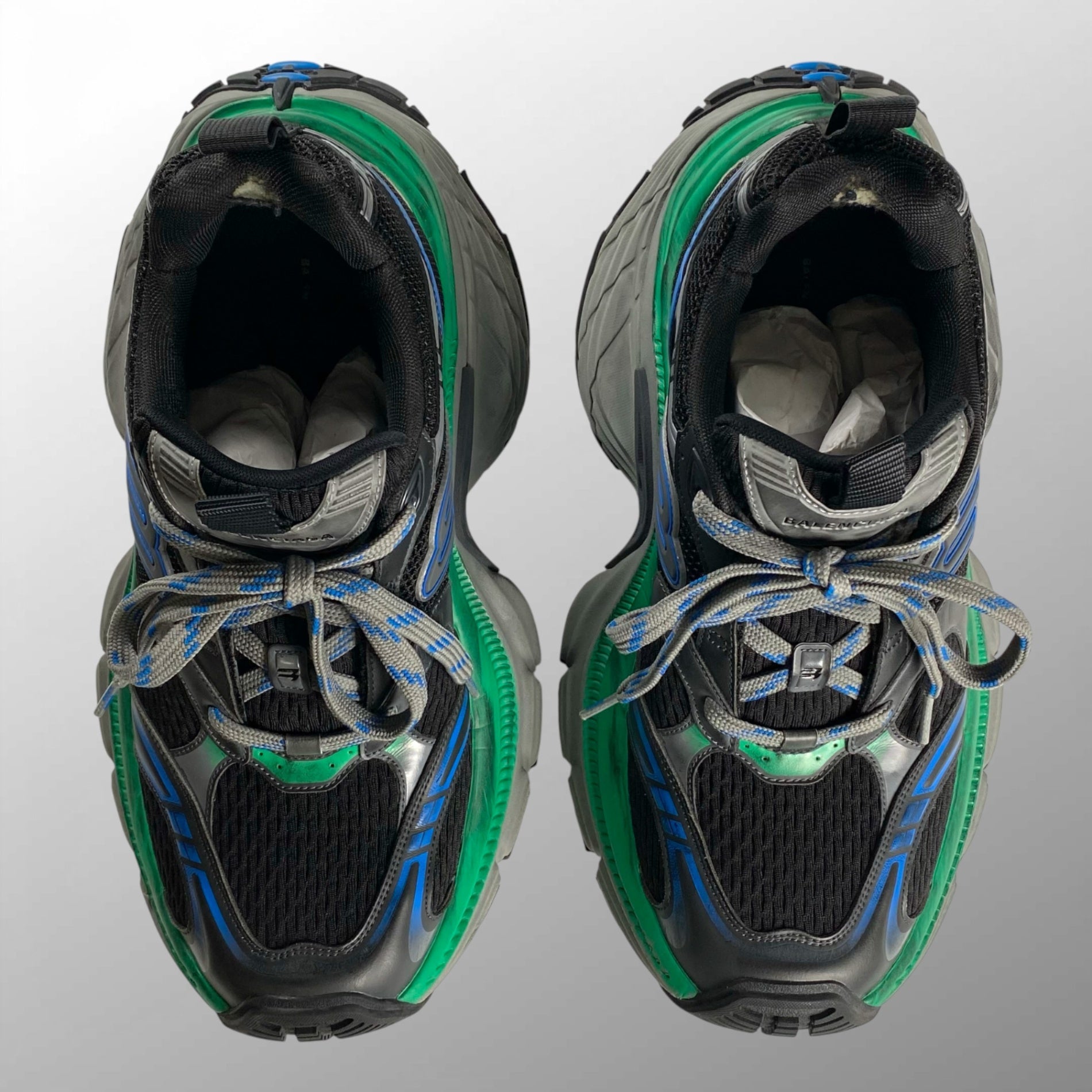 【鑑定済み】 BALENCIAGA バレンシアガ / 10XL ローカットスニーカー 希少カラー ブラック グリーン ダメージ加工 784344 SIZE：27.5