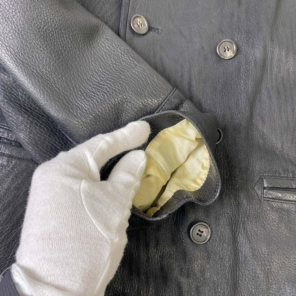 【スペシャル】COMME CA DU MODE MEN コムサデモードメン ヴィンテージ ディアスキン カラーレス ダブルブレスト レザージャケット