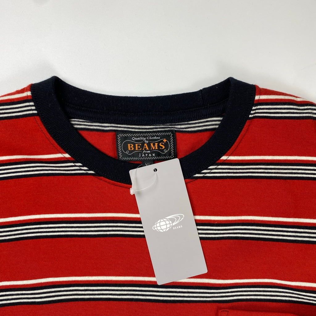 【タグ付】 BEAMS PLUS ビームスプラス / Pocket Tee Multi Stripe ボーダー Tシャツ 長袖 参考定価：8,000+tax SIZE:XL