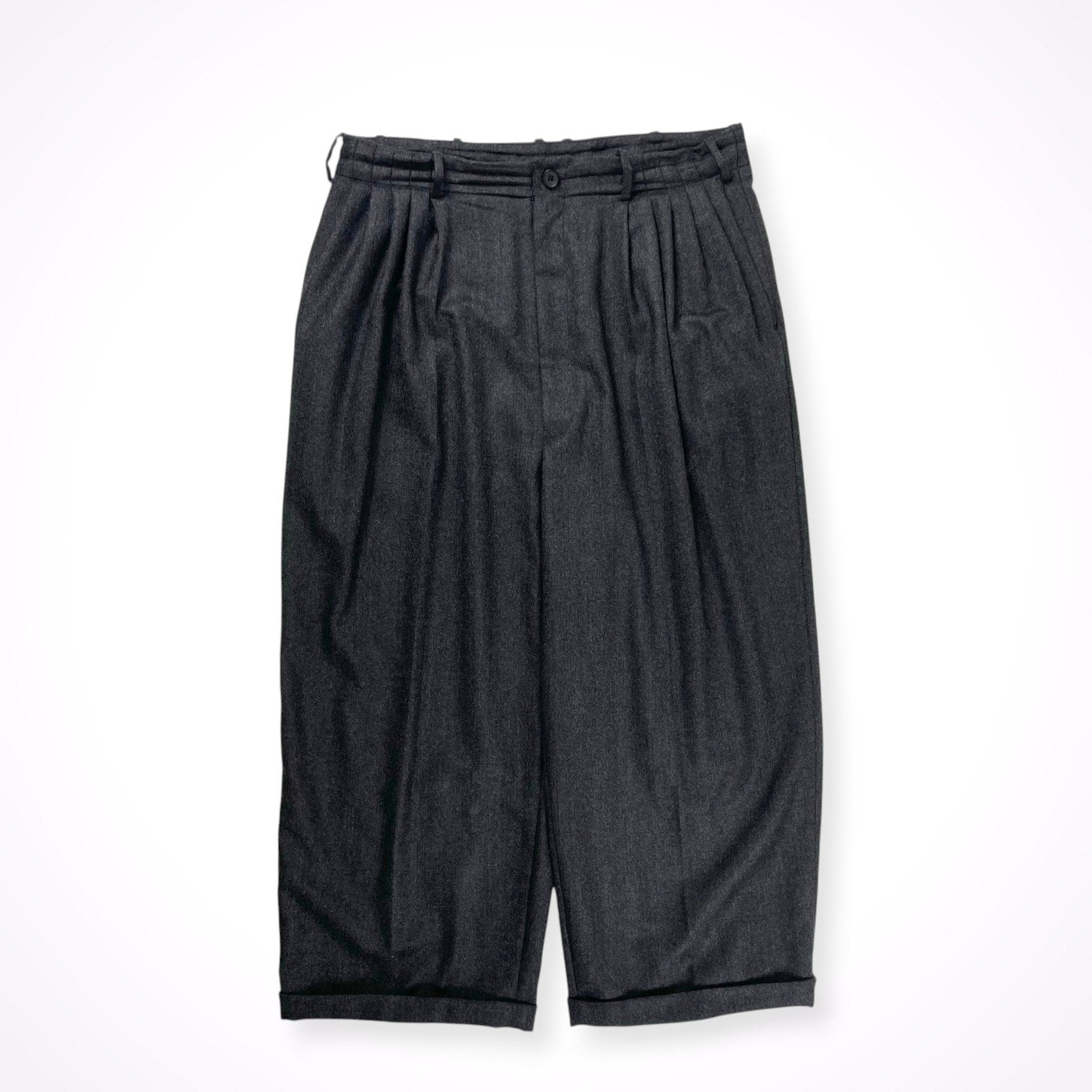nonnotte / Shadow Herringbone Flannel Draping 5-Tuck Wide Trousers 参考定価：53,000+tax SIZE:4