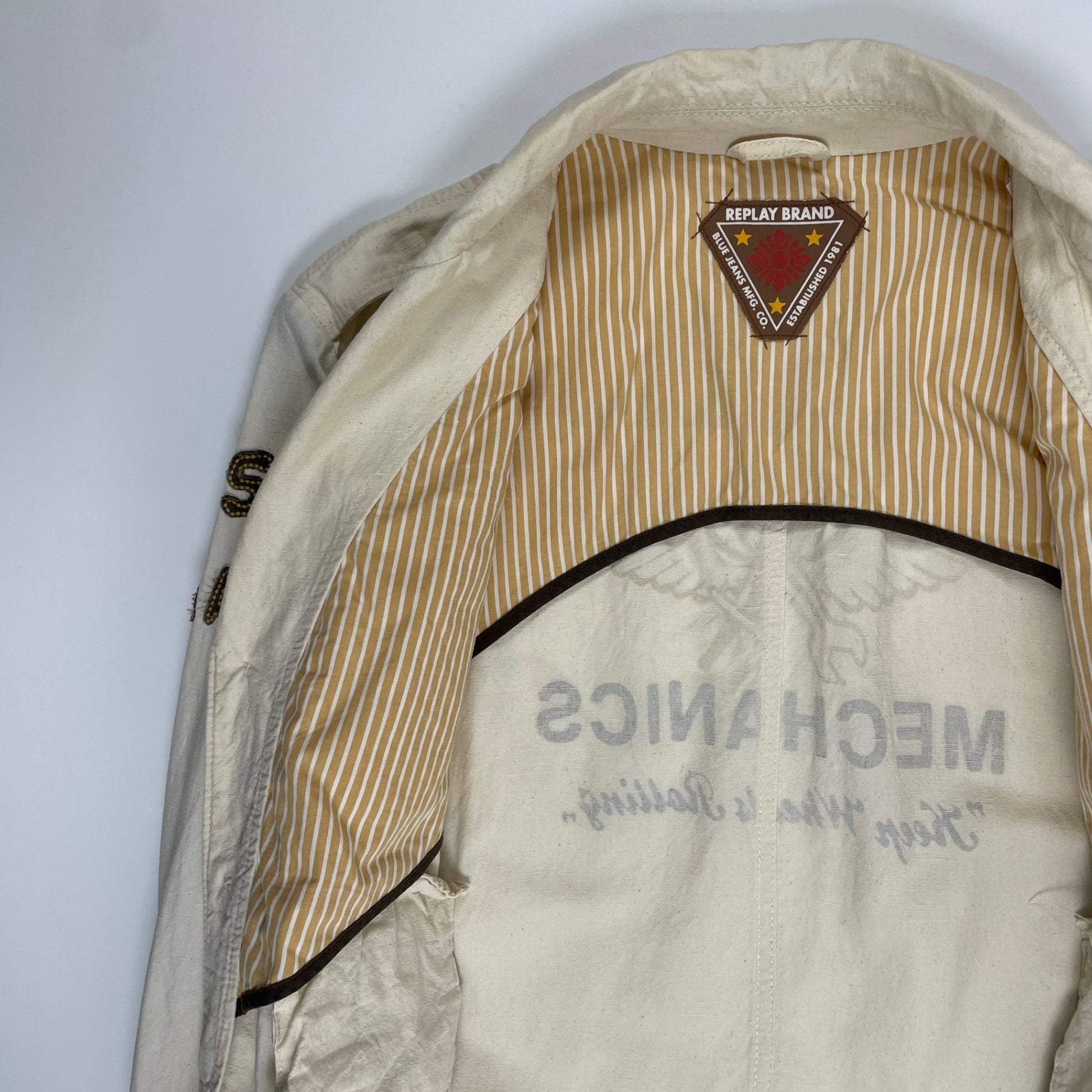 REPLAY リプレイ / コットンリネンジャケット ウイングプリント SIZE：M