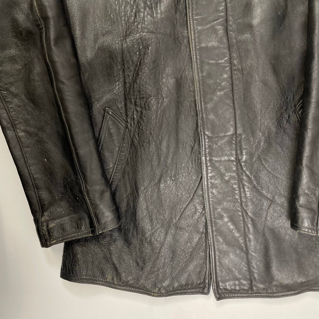 EURO VINTAGE ユーロヴィンテージ / 6-70s フレンチレザーカーコート ステアハイド デニム裏地 SIZE:M程度