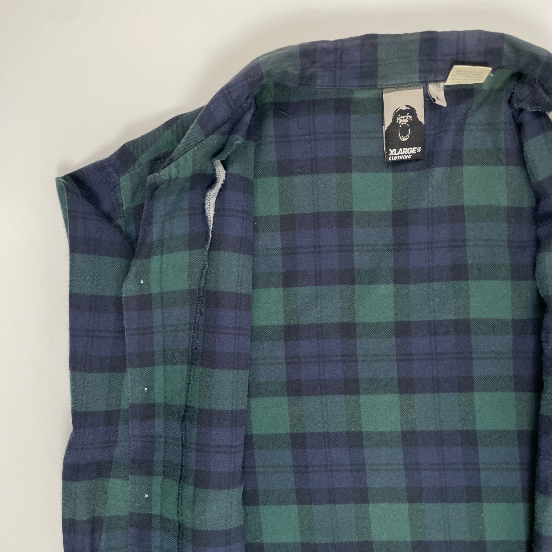 XLARGE エックスラージ / 旧タグ オープンカラーネルシャツ ブラックウォッチ SIZE：L