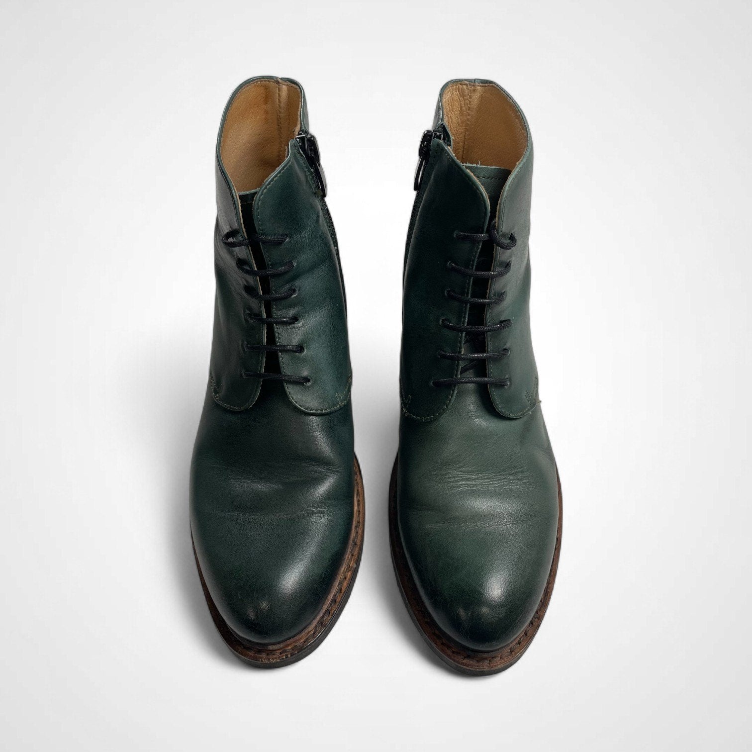 neosens ネオセンス / レザーショートブーツ グリーン 参考定価：30,000程度 SIZE：36