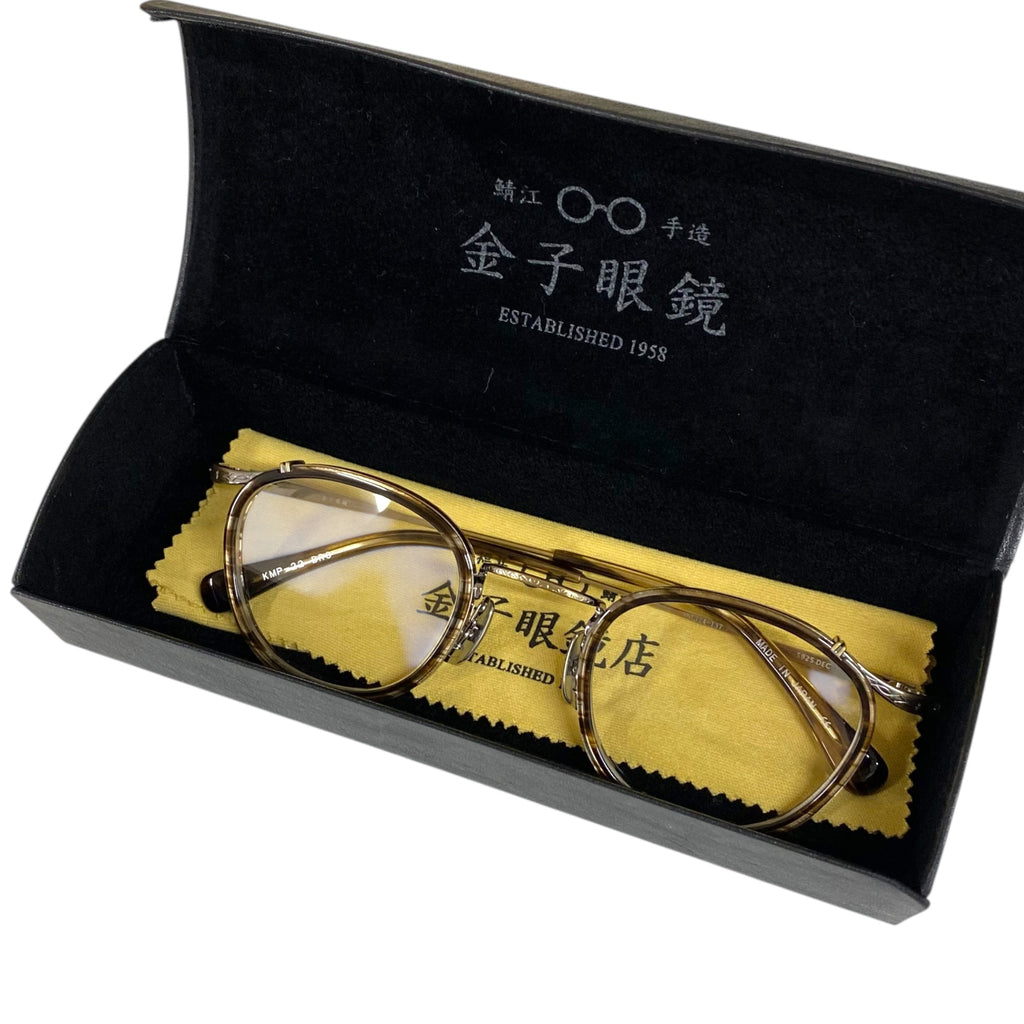 【極美品】 金子眼鏡 premium / KMP-22 シルバーコンビ 伊達メガネ 度なしクリアレンズ