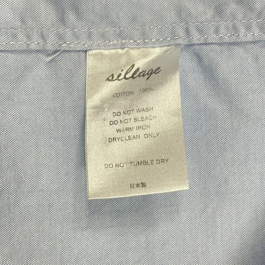 sillage シラージ / ロングシャツ ブルー 参考定価：26,000程度 SIZE：FREE