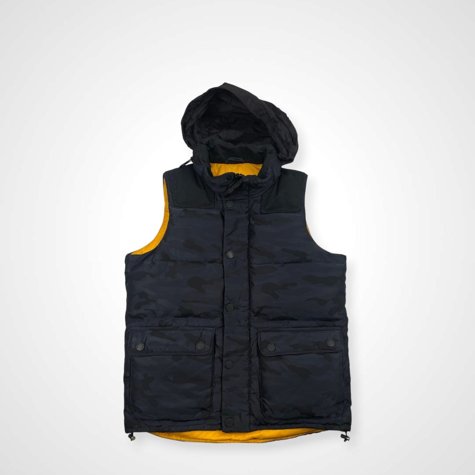 EMPORIO ARMANI JEANS エンポリオ アルマーニ ジーンズ / 2トーン ダックダウンベスト 迷彩柄 SIZE：S