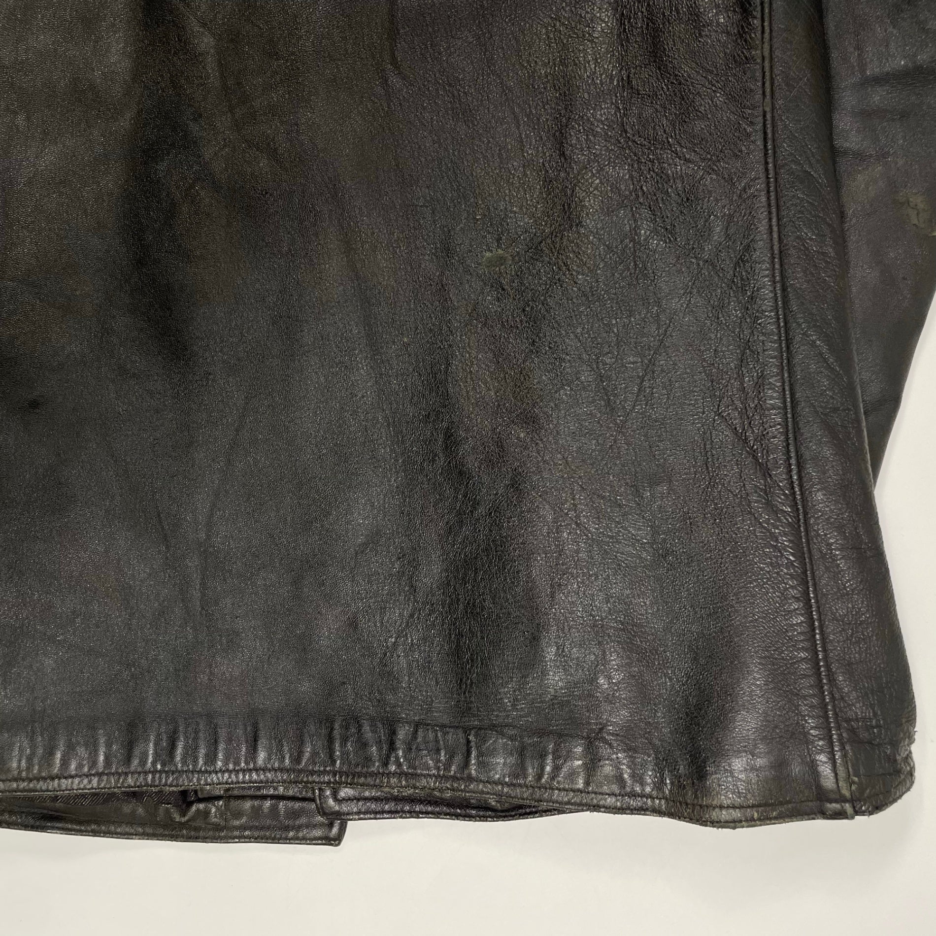 EURO VINTAGE ユーロヴィンテージ / 6-70s フレンチレザーカーコート ステアハイド デニム裏地 SIZE:M程度