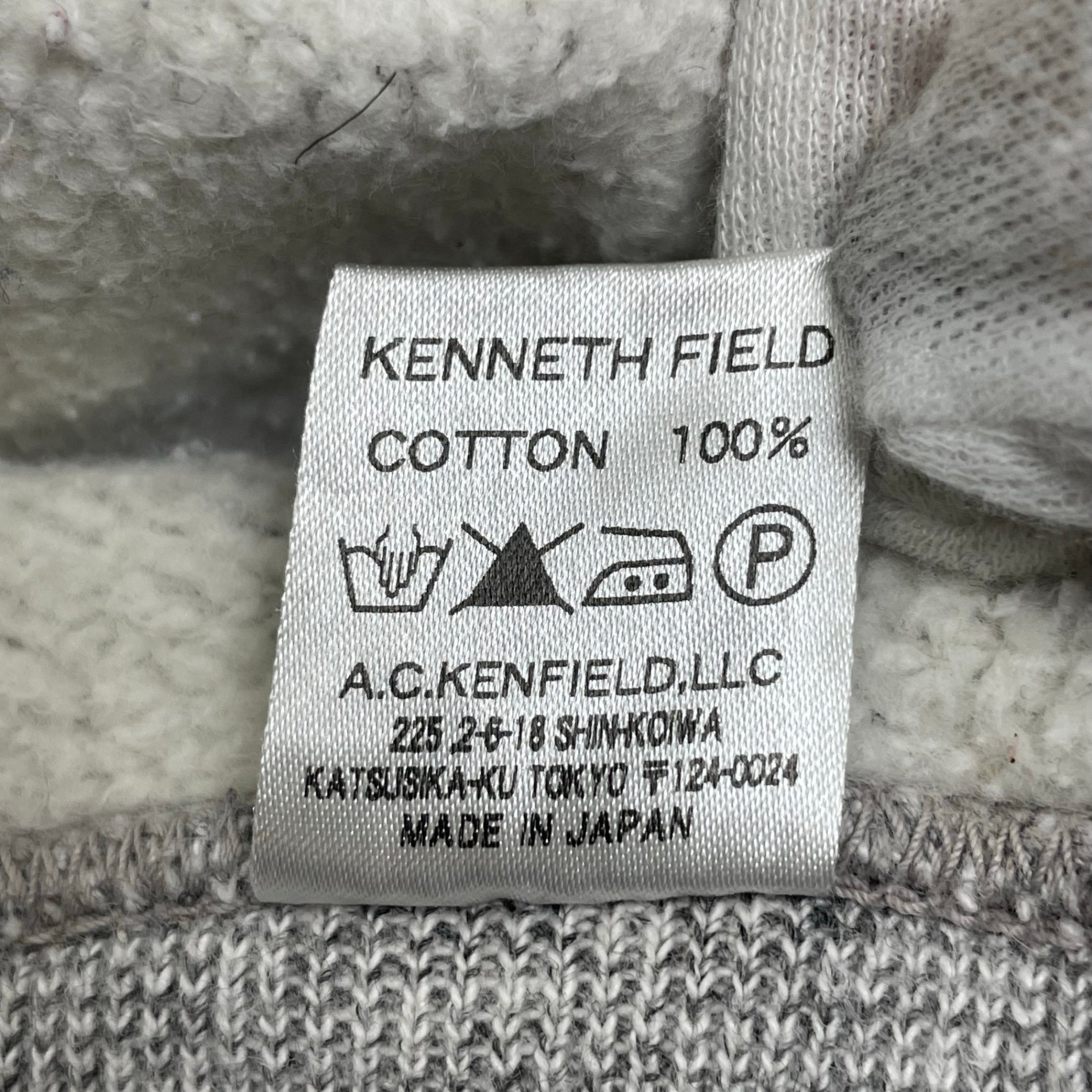 KENNETH FIELD ケネスフィールド / 後付けHOODED SWEAT グレー 参考定価：23,000+tax SIZE：L