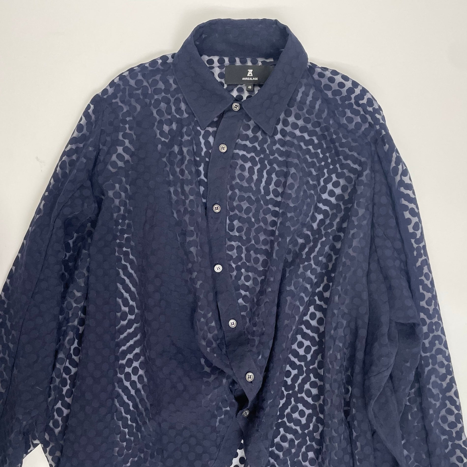 ANREALAGE アンリアレイジ / ドットオーガンジーボールシャツ 参考定価：48,000+tax SIZE:46