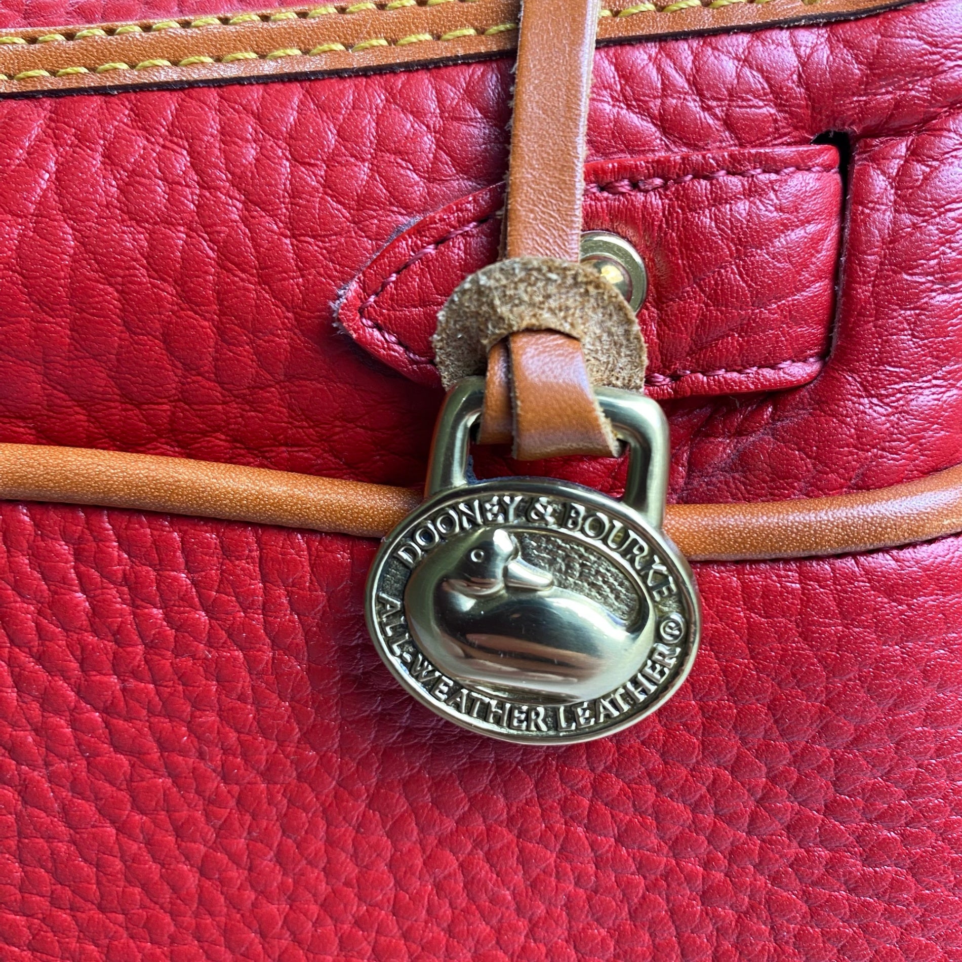 DOONEY＆BOURKE ドゥーニーアンドバーク / ワンハンドル ハンドバッグ シボ革 レザー レッド×ブラウン ユニセックス